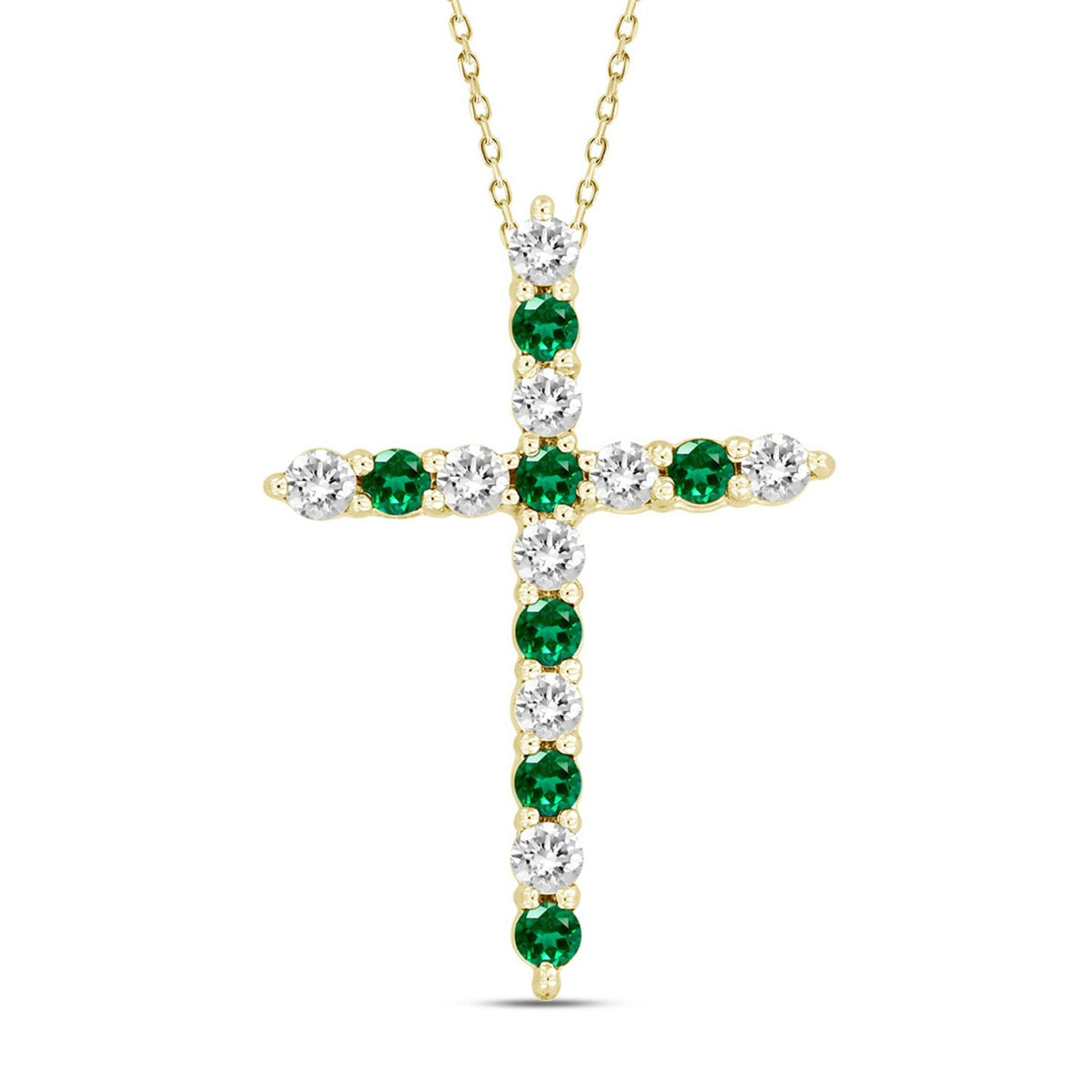 LADIES PENDANT 3/4CT ROUND GREEN DIAMOND 14K YELLOW GOLD 