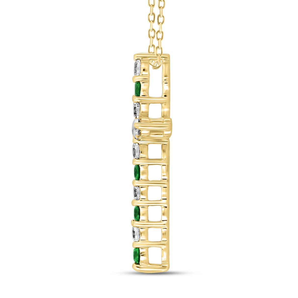LADIES PENDANT 3/4CT ROUND GREEN DIAMOND 14K YELLOW GOLD 