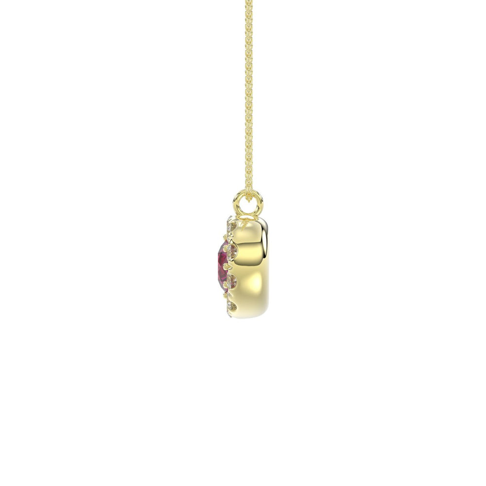 14K YELLOW GOLD 1.00CT ROUND/RUBY DIAMOND LADIES PENDANT (CENTER STONE ROUND RUBY DIAMOND 5/8CT)