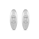 LADIES HOOP EARRINGS  2CT EMERALD DIAMOND 14K WHITE GOLD