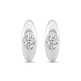LADIES HOOP EARRINGS  2CT OVAL DIAMOND 14K WHITE GOLD
