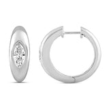 LADIES HOOP EARRINGS 2CT MARQUISE DIAMOND 14K WHITE GOLD