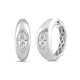 LADIES HOOP EARRINGS 2CT MARQUISE DIAMOND 14K WHITE GOLD