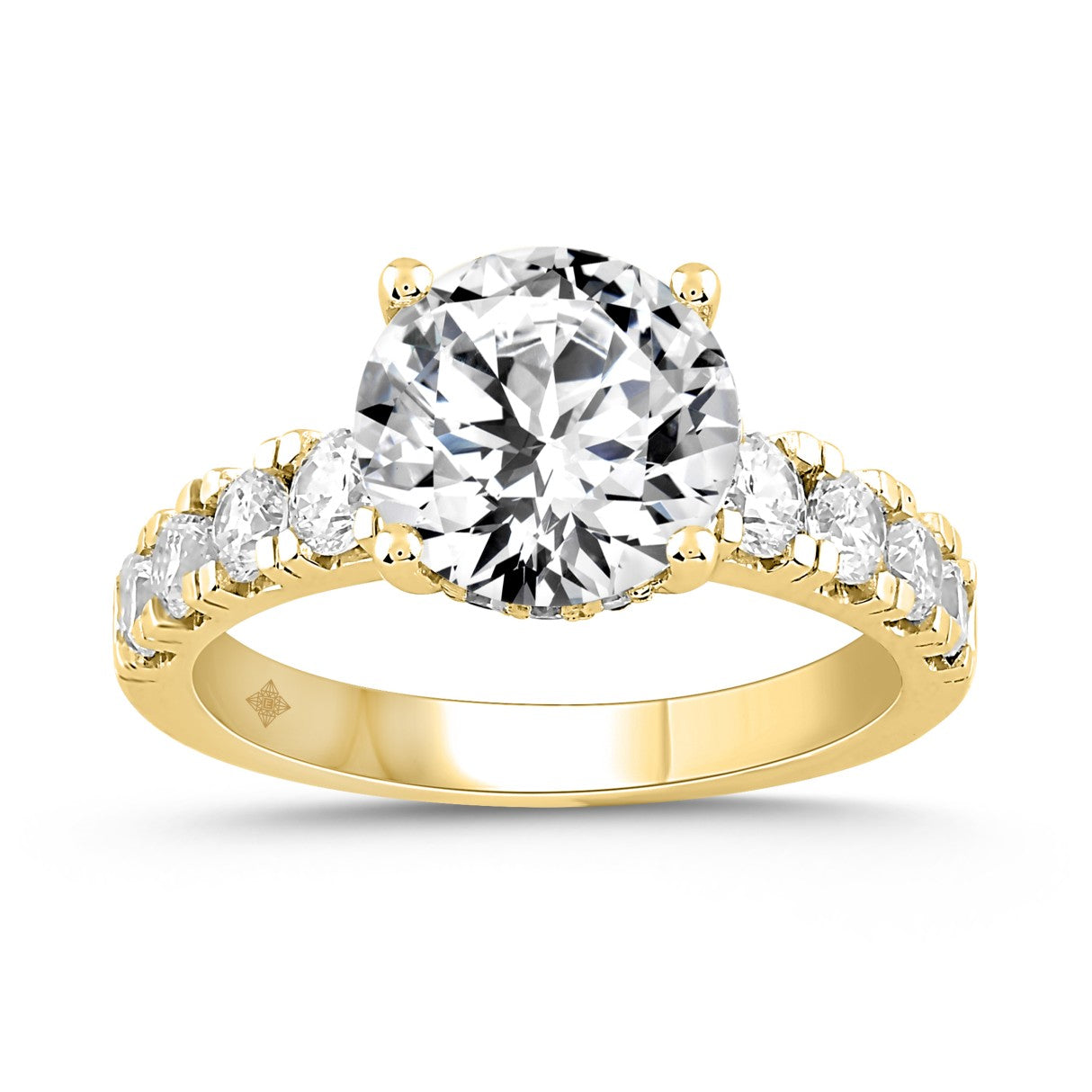 LADIES RING 4CT ROUND DIAMOND 14K YELLOW GOLD (CENTER STONE ROUND DIAMOND 3CT )