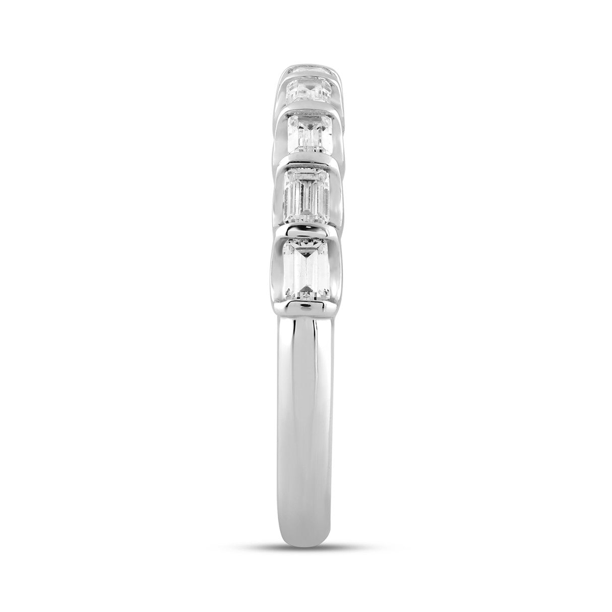 LADIES BAND 1CT EMERALD DIAMOND 14K WHITE GOLD