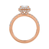 LADIES RING 4.00CT ROUND/EMERALD DIAMOND 14K ROSE GOLD (CENTER STONE EMERALD DIAMOND 3.00CT)