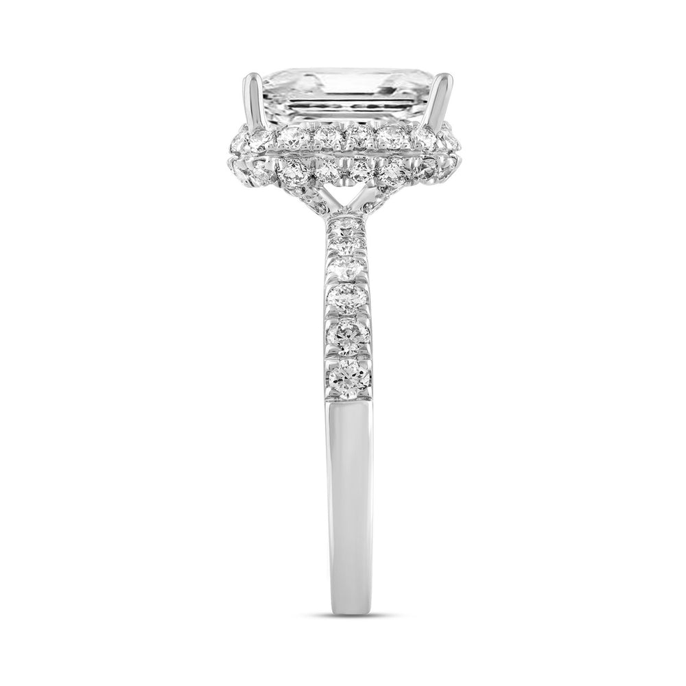 14K WHITE GOLD 4.00CT ROUND/EMERALD DIAMOND LADIES RING (CENTER STONE EMERALD DIAMOND 3.00CT)