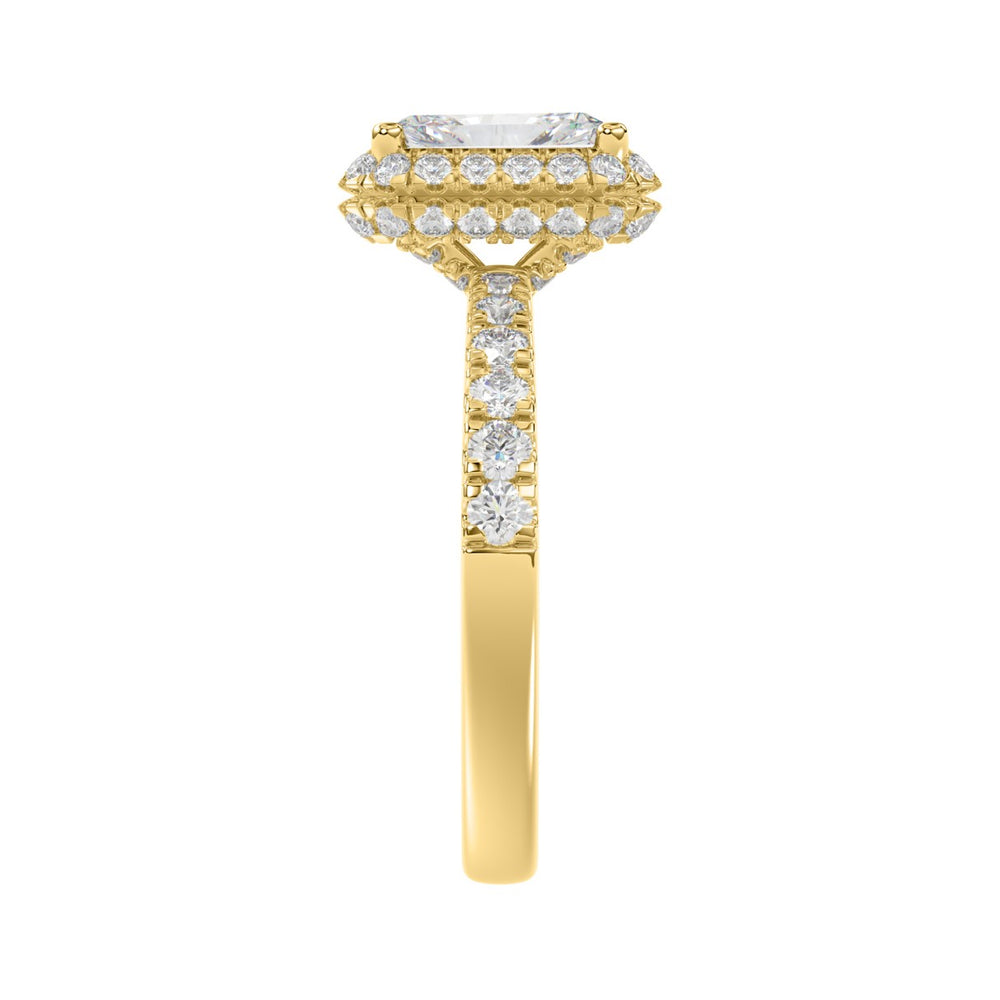 LADIES RING 4.00CT ROUND/EMERALD DIAMOND 14K YELLOW GOLD (CENTER STONE EMERALD DIAMOND 3.00CT)