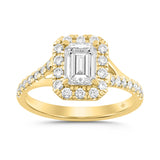 LADIES RING 1 1/2CT ROUND/EMERALD DIAMOND 18K YELLOW GOLD (CENTER STONE EMERALD DIAMOND 1CT)