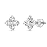 LADIES EARRINGS 1CT ROUND DIAMOND 14K WHITE GOLD 