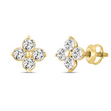 LADIES EARRINGS 1CT ROUND DIAMOND 14K YELLOW GOLD 