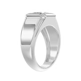 MEN'S RING 2CT PRINCESS DIAMOND 14K WHITE GOLD (CENTER STONE PRINCESS DIAMOND 2CT )