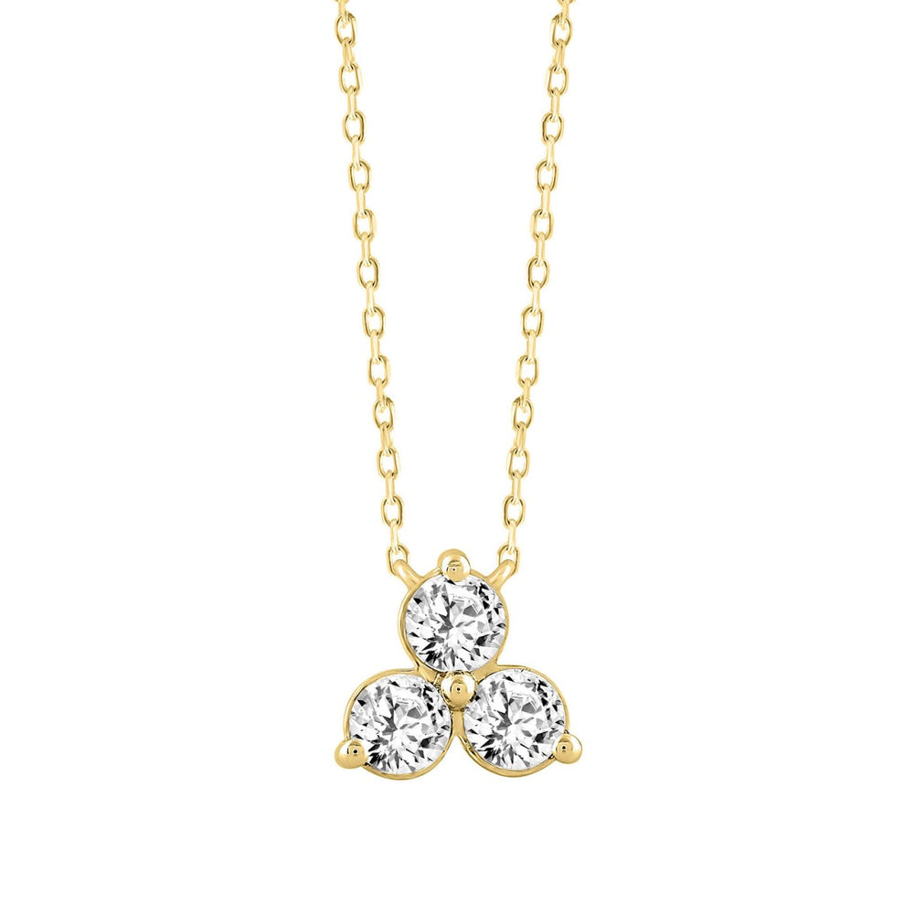 LADIES NECKLACE 1CT ROUND DIAMOND 14K YELLOW GOLD WITH CHAIN 