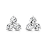 LADIES EARRINGS 1CT ROUND DIAMOND 14K WHITE GOLD 