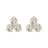 LADIES EARRINGS 1CT ROUND DIAMOND 14K YELLOW GOLD 