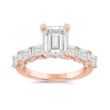 14K ROSE GOLD 4 1/2CT ROUND/EMERALD DIAMOND LADIES RING (CENTER STONE EMERALD DIAMOND 3CT)
