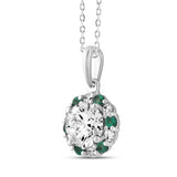 14K WHITE GOLD 1 1/4CT ROUND/GREEN DIAMOND LADIES PENDANT (CENTER STONE ROUND DIAMOND 1CT)