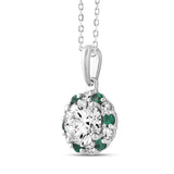 14K WHITE GOLD 1 1/4CT ROUND/GREEN DIAMOND LADIES PENDANT (CENTER STONE ROUND DIAMOND 1CT)