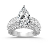 LADIES RING 5 1/4CT ROUND/ PEAR DIAMOND 14K WHITE GOLD (CENTER STONE PEAR DIAMOND 3CT )