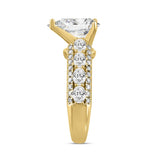 LADIES RING 4 1/4CT ROUND/PEAR/OVAL DIAMOND 14K YELLOW GOLD (CENTER STONE PEAR DIAMOND 3CT )