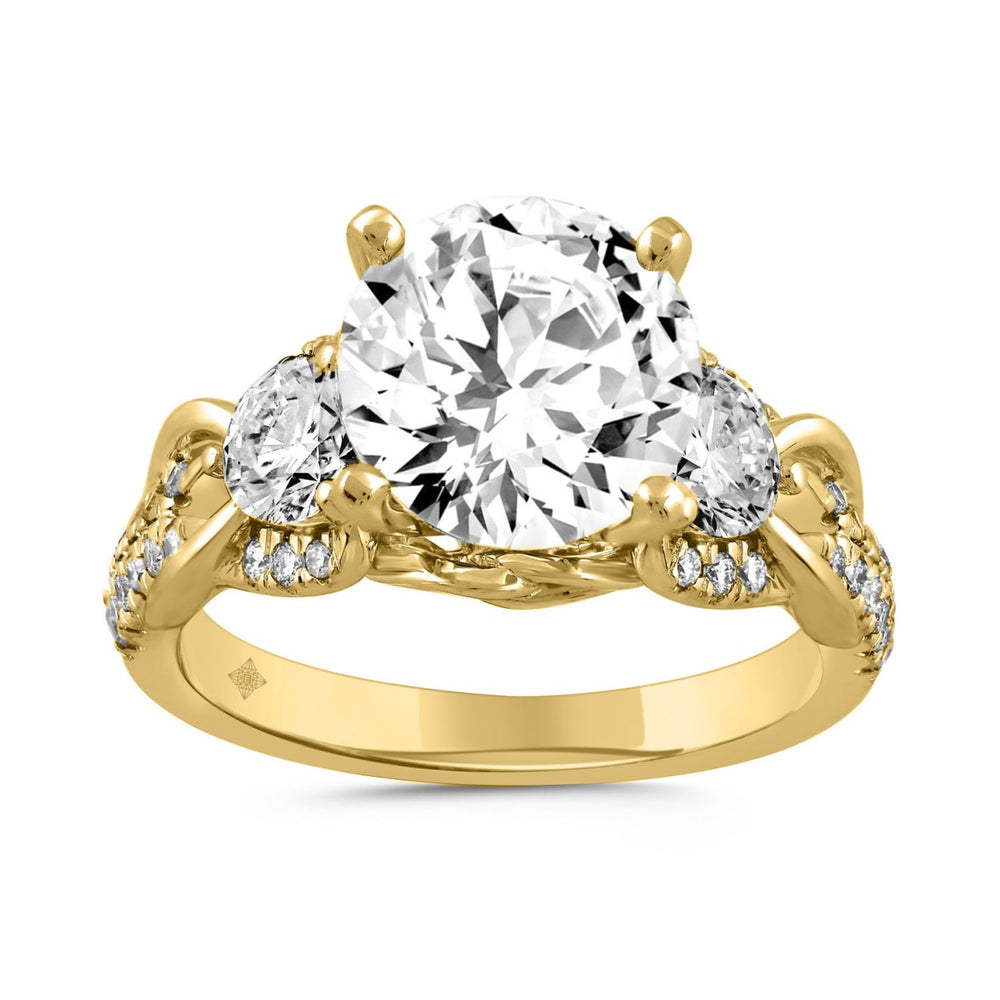 LADIES RING 4CT ROUND DIAMOND 14K YELLOW GOLD (CENTER STONE ROUND DIAMOND 3CT )