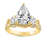 14K YELLOW GOLD 4.00CT ROUND/PEAR DIAMOND LADIES RING (CENTER STONE PEAR DIAMOND 3.00CT)