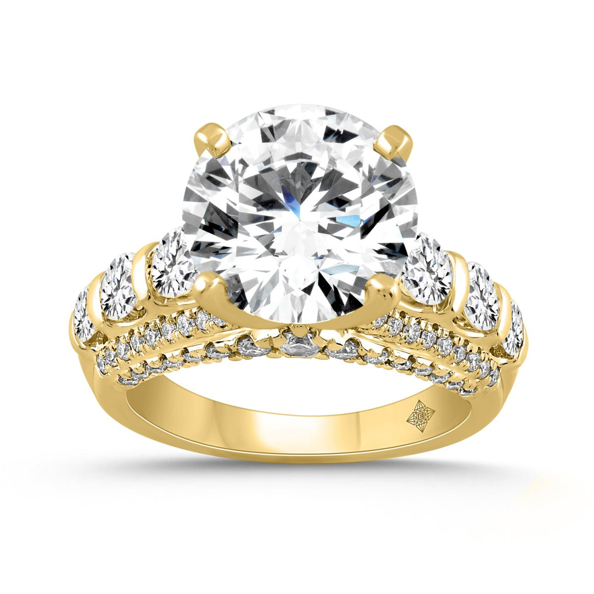 14K YELLOW GOLD 4 1/2CT ROUND DIAMOND LADIES RING (CENTER STONE ROUND DIAMOND 3CT)