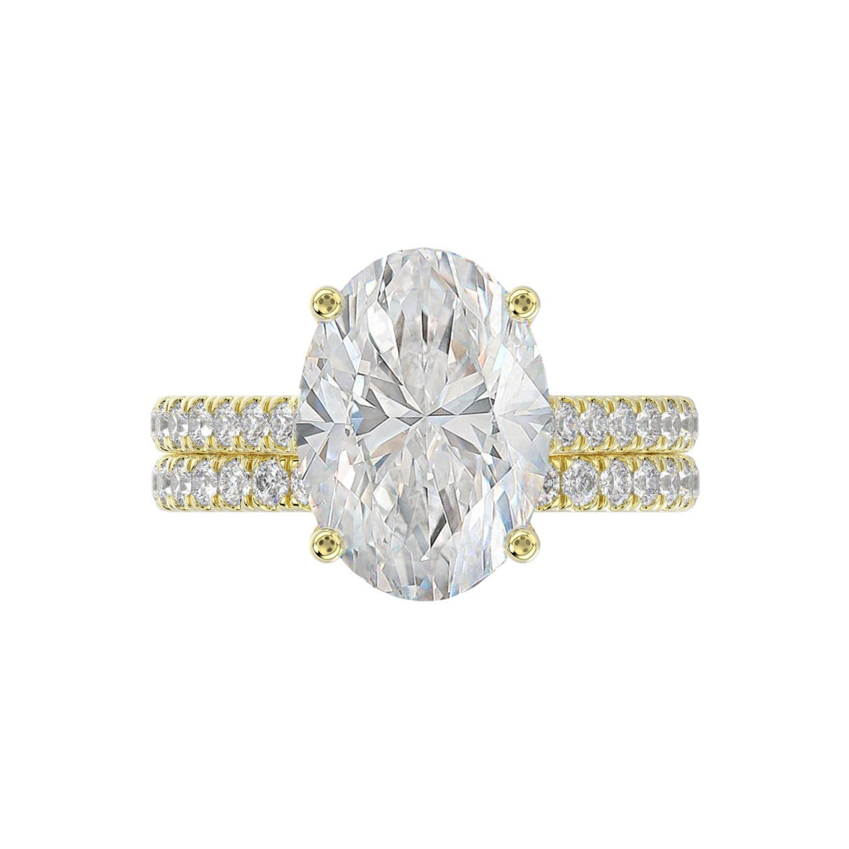 14K YELLOW GOLD 4 1/2CT ROUND/OVAL DIAMOND LADIES BRIDAL SET (CENTER STONE OVAL DIAMOND 4.00CT)