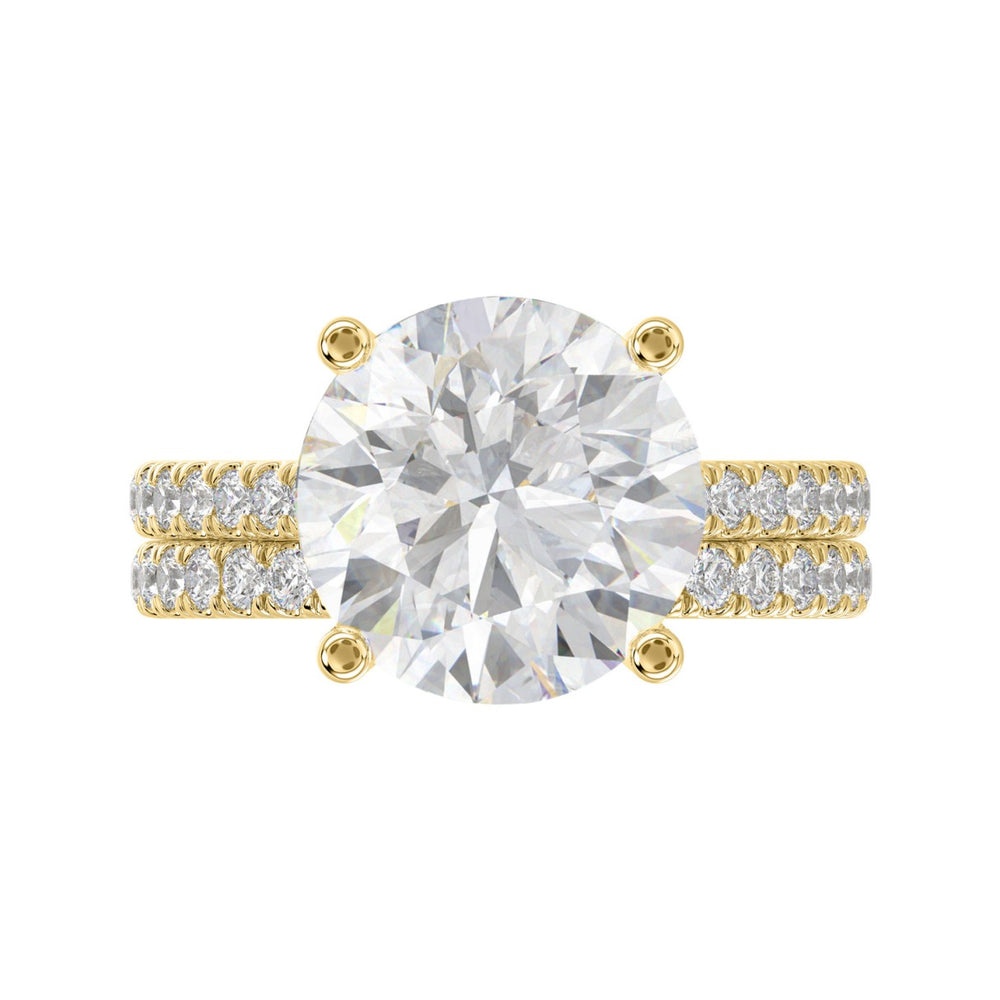 14K YELLOW GOLD 5 1/2CT ROUND DIAMOND LADIES BRIDAL SET (CENTER STONE ROUND DIAMOND 5CT)