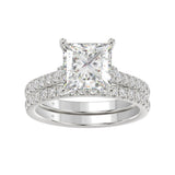 14K WHITE GOLD 3 1/2CT ROUND/PRINCESS DIAMOND LADIES BRIDAL SET (CENTER STONE PRINCESS DIAMOND 3.00CT)