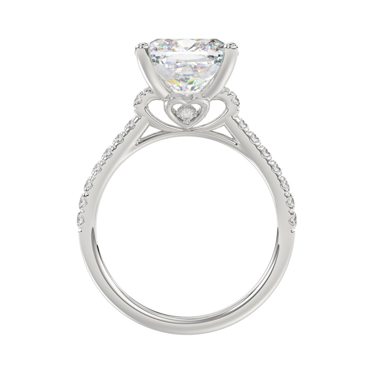 14K WHITE GOLD 4 1/2CT ROUND/CUSHION DIAMOND LADIES BRIDAL SET (CENTER STONE CUSHION DIAMOND 4.00CT)