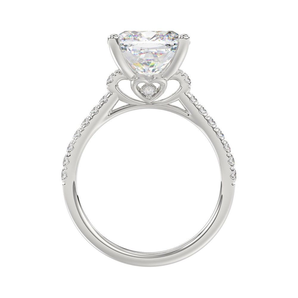 14K WHITE GOLD 4 1/2CT ROUND/CUSHION DIAMOND LADIES BRIDAL SET (CENTER STONE CUSHION DIAMOND 4.00CT)
