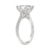 14K WHITE GOLD 4 1/2CT ROUND/CUSHION DIAMOND LADIES BRIDAL SET (CENTER STONE CUSHION DIAMOND 4.00CT)