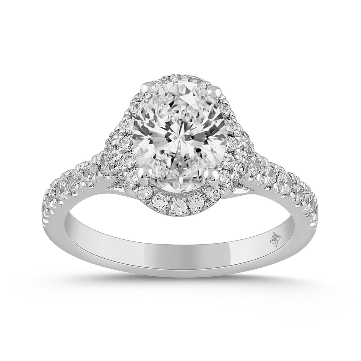 14K WHITE GOLD 2.00CT ROUND/OVAL DIAMOND LADIES RING (CENTER STONE OVAL DIAMOND 1 1/2CT)