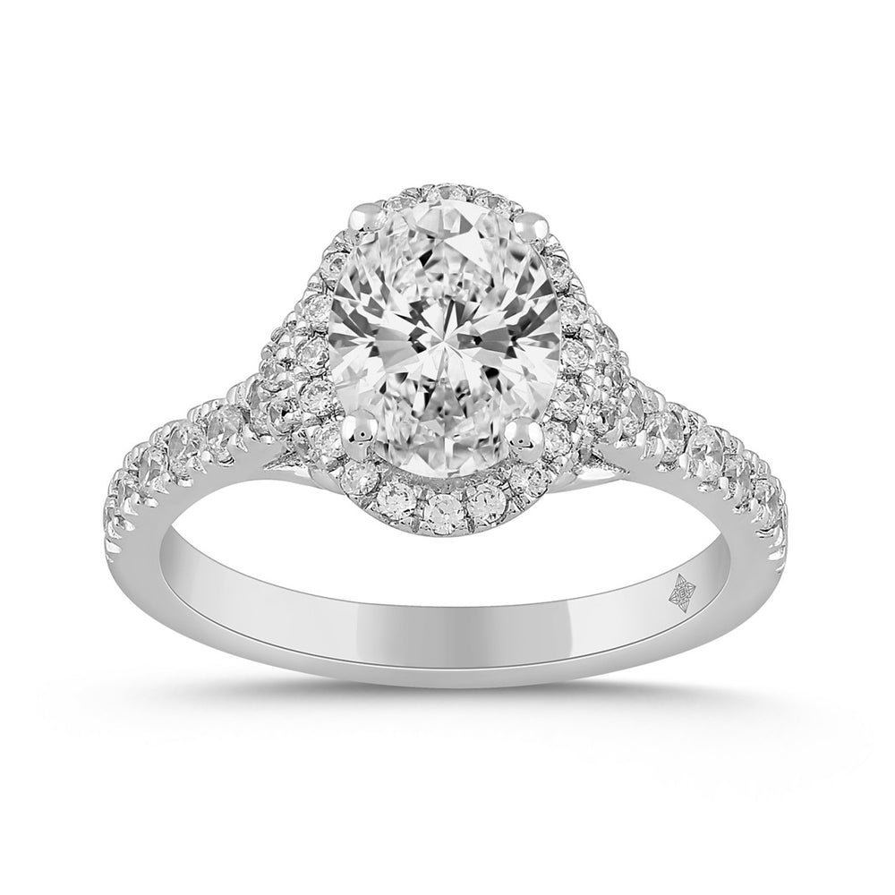 14K WHITE GOLD 2.00CT ROUND/OVAL DIAMOND LADIES RING (CENTER STONE OVAL DIAMOND 1 1/2CT)