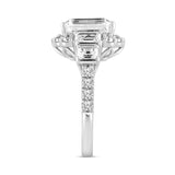 LADIES RING 4 1/2CT ROUND/EMERALD DIAMOND 14K WHITE GOLD 