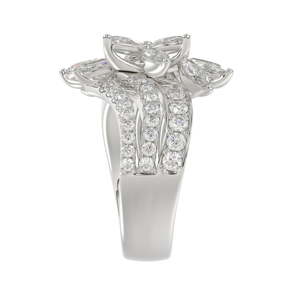 LADIES RING 2 1/4CT ROUND/MARQUISE DIAMOND 14K WHITE GOLD