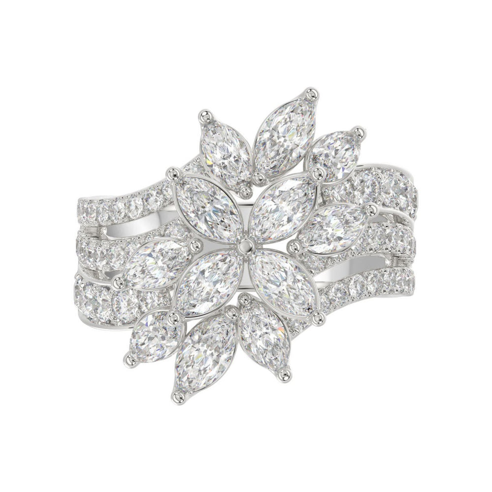 LADIES RING 2 1/4CT ROUND/MARQUISE DIAMOND 14K WHITE GOLD