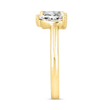 LADIES RING 2CT EMERALD/PEAR DIAMOND 14K YELLOW GOLD 