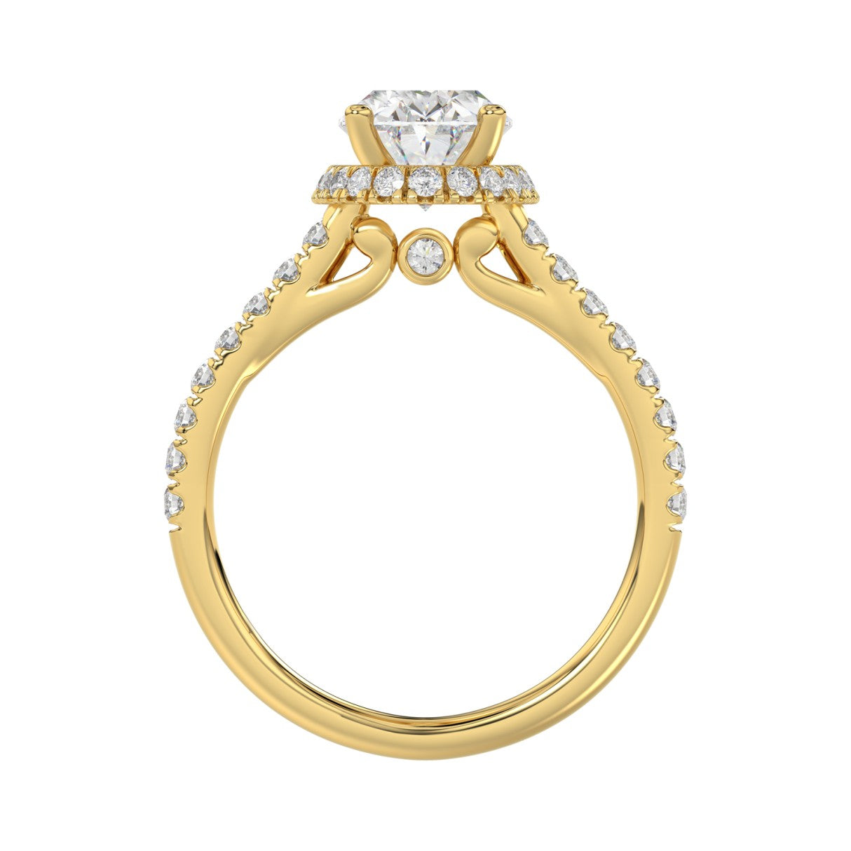 14K YELLOW GOLD 2 3/4CT ROUND/OVAL DIAMOND LADIES BRIDAL RING (CENTER STONE OVAL DIAMOND 2CT)