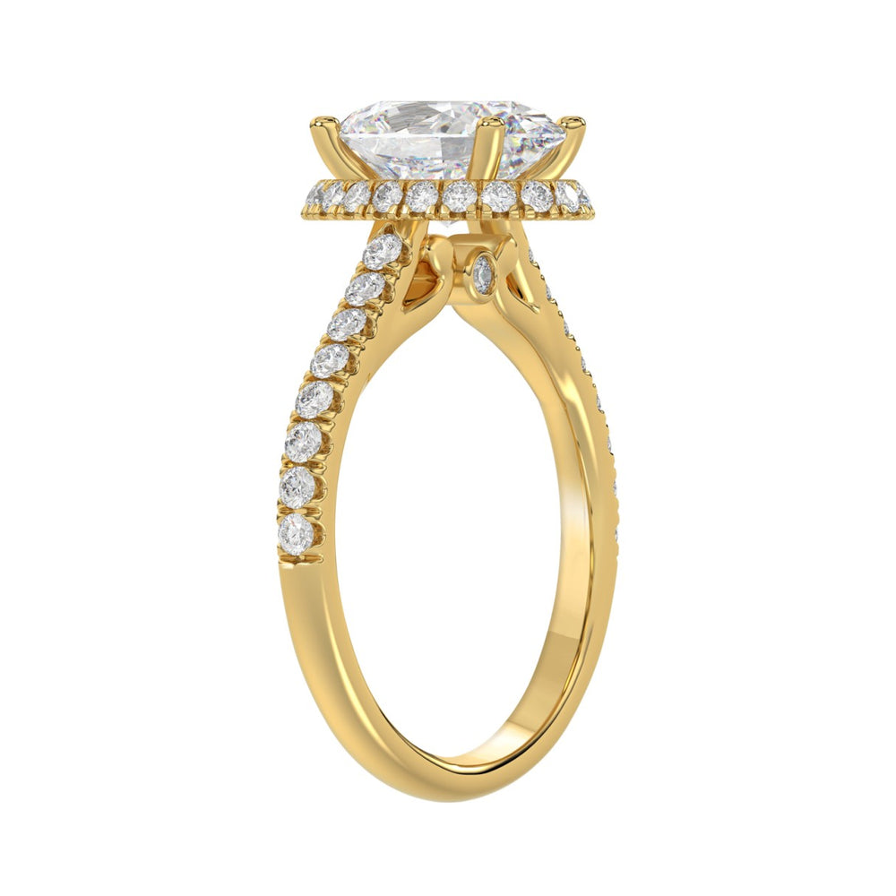 14K YELLOW GOLD 2 3/4CT ROUND/OVAL DIAMOND LADIES BRIDAL RING (CENTER STONE OVAL DIAMOND 2CT)