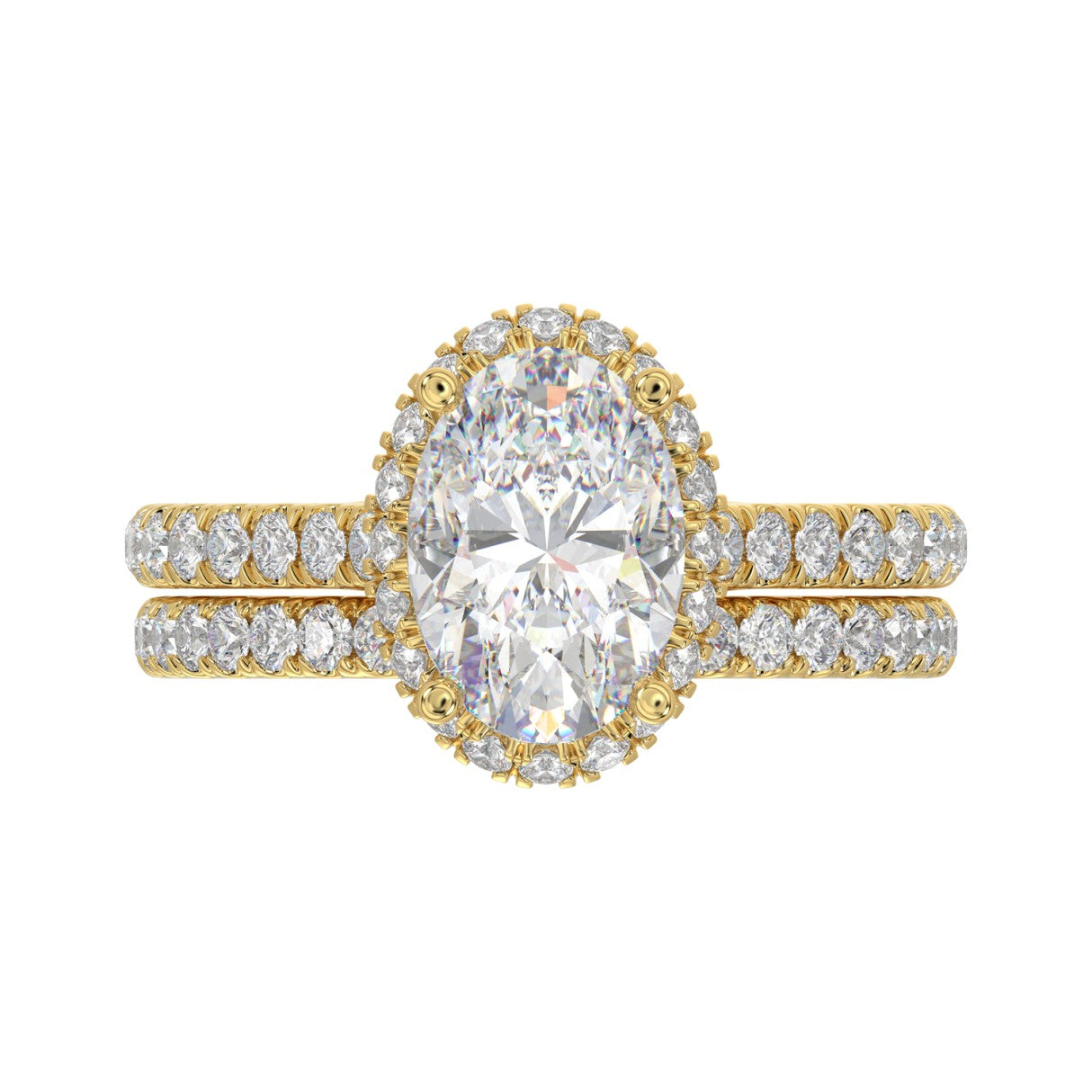 14K YELLOW GOLD 2 3/4CT ROUND/OVAL DIAMOND LADIES BRIDAL RING (CENTER STONE OVAL DIAMOND 2CT)