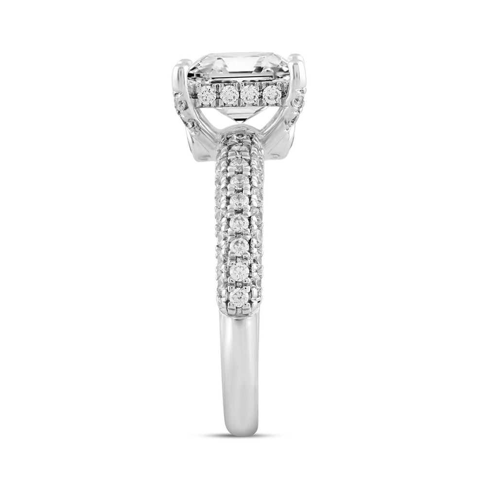 LADIES RING 3 3/4CT ROUND/PRINCESS DIAMOND 14K WHITE GOLD (CENTER STONE PRINCESS DIAMOND 3CT )