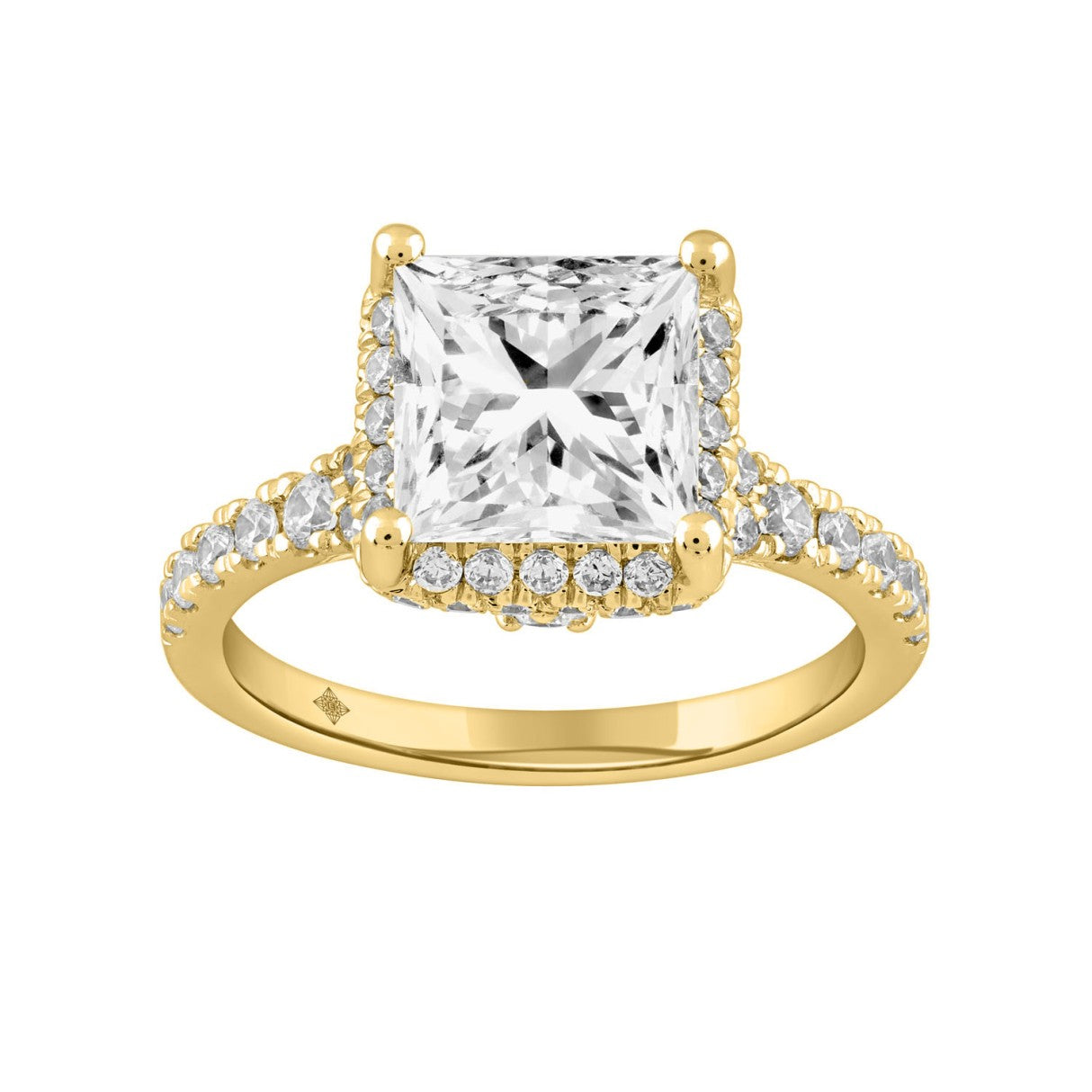 LADIES RING 3.75CT ROUND/PRINCESS DIAMOND 14K YELLOW GOLD (CENTER STONE PRINCESS DIAMOND 3.00CT)
