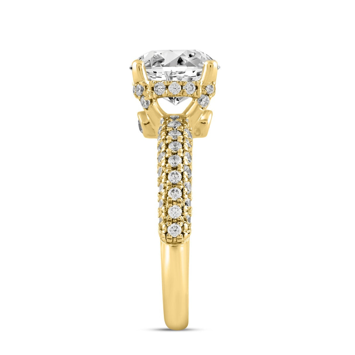LADIES RING 3 3/4CT ROUND DIAMOND 14K YELLOW GOLD (CENTER STONE ROUND DIAMOND 3CT )