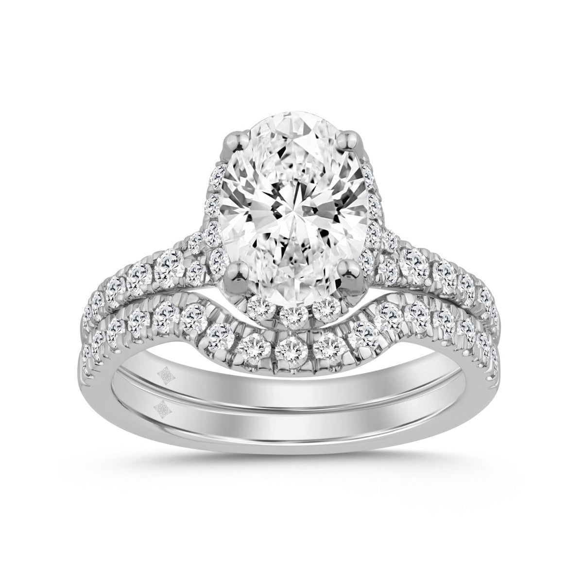 14K WHITE GOLD 2 3/4CT ROUND/OVAL DIAMOND LADIES BRIDAL SET (CENTER STONE OVAL DIAMOND 2.00CT)
