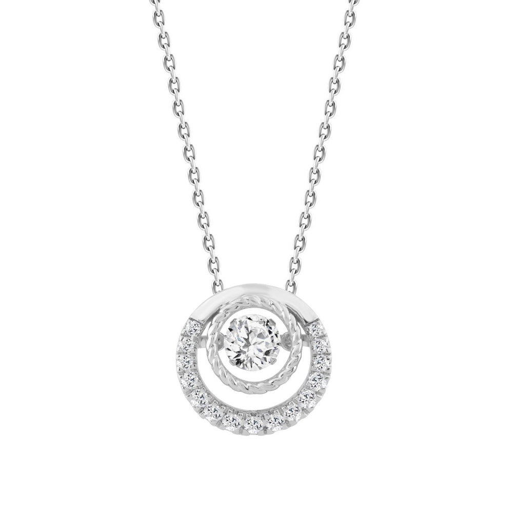 14K WHITE GOLD 3/4CT ROUND DIAMOND LADIES PENDANT WITH CHAIN (CENTER STONE ROUND DIAMOND 1/2CT)