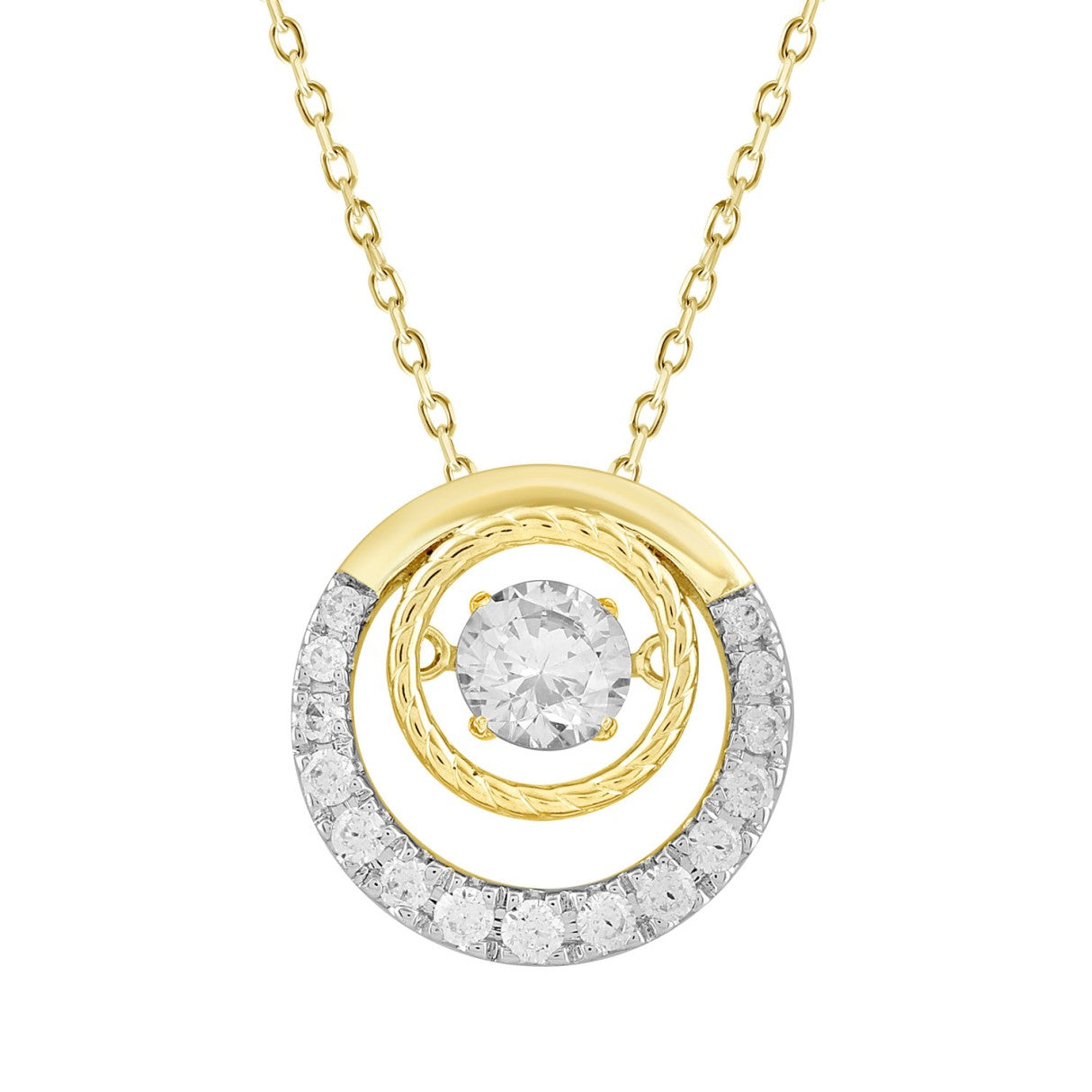 14K YELLOW GOLD 3/4CT ROUND DIAMOND LADIES PENDANT WITH CHAIN (CENTER STONE ROUND DIAMOND 1/2CT)