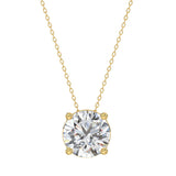 LADIES SOLITAIRE PENDANT WITH UNDER-PASS CHAIN 3CT ROUND DIAMOND 14K YELLOW GOLD 