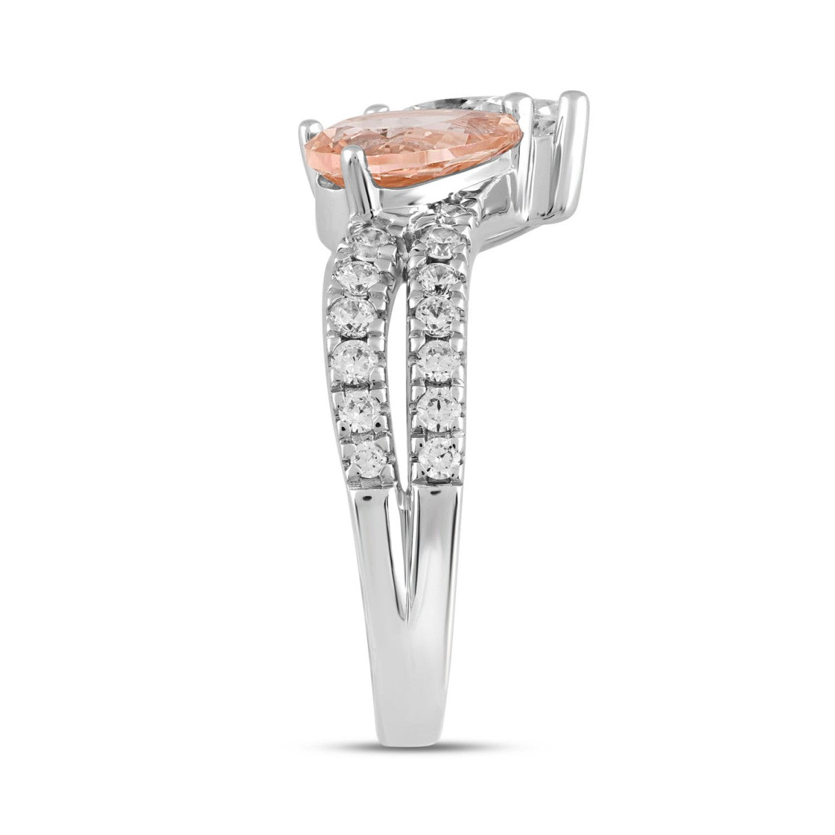 14K WHITE/ROSE GOLD 2.00CT ROUND/PINK PEAR DIAMOND LADIES RING (CENTER STONE PEAR DIAMOND 3/4CT)